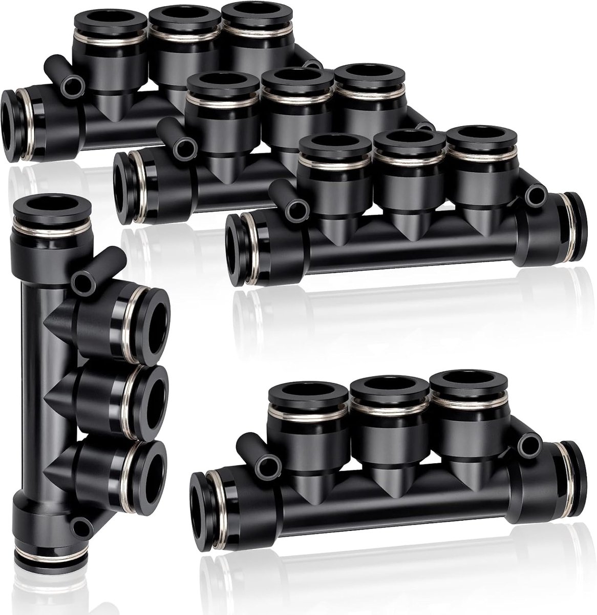 5 stuks 8mm Inch OD rechte push connectoren 5 weg kunststof snelkoppeling connectoren lucht lijnkoppelingen PK-8