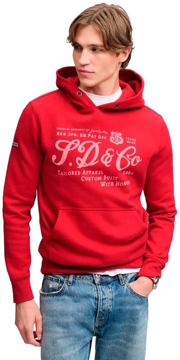 Superdry Vintage Script Hoodie Heren Hoodies Rood