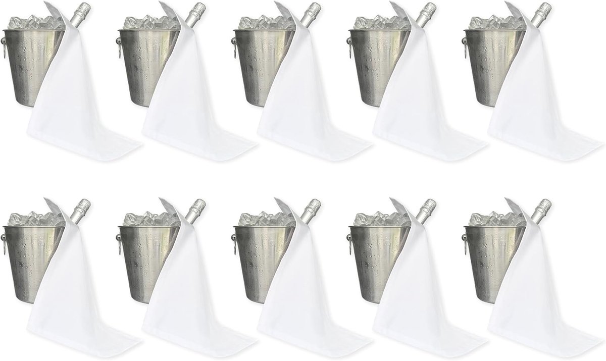 Flessendoeken voor Ijsemmers of Wijnkoelers, Polykatoen, 42 cm, Hoekgat, Gestikte Cirkel (Wit, Pak van 10)