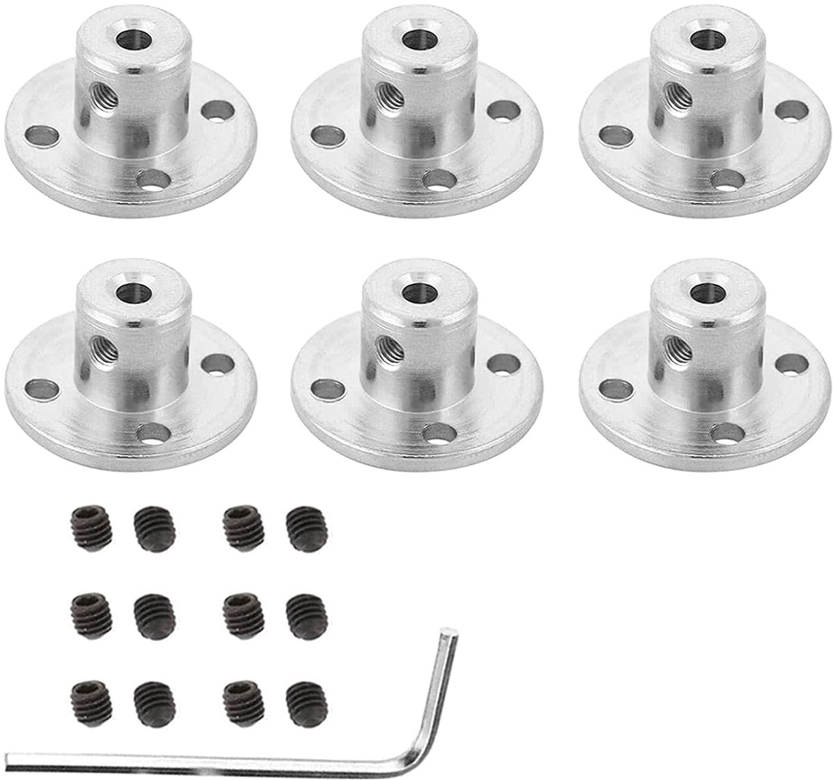 Staal 6 stuks flexibele askoppelingen, universele splicing, flenskoppeling, motorbesturing, flexibele askoppeling, 6 mm met schroeven motoraccessoires voor DIY RC