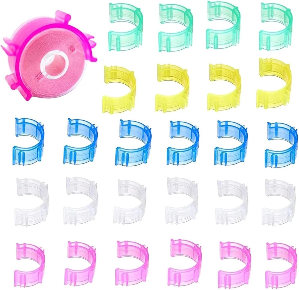 50 stuks gemengde kleurrijke spoeldraadhouderclips, plastic draadklemmen, houder voor naaigereedschap, accessoire voor borduurwerk, quilten, draadspoelen organiseren (gemengd C)