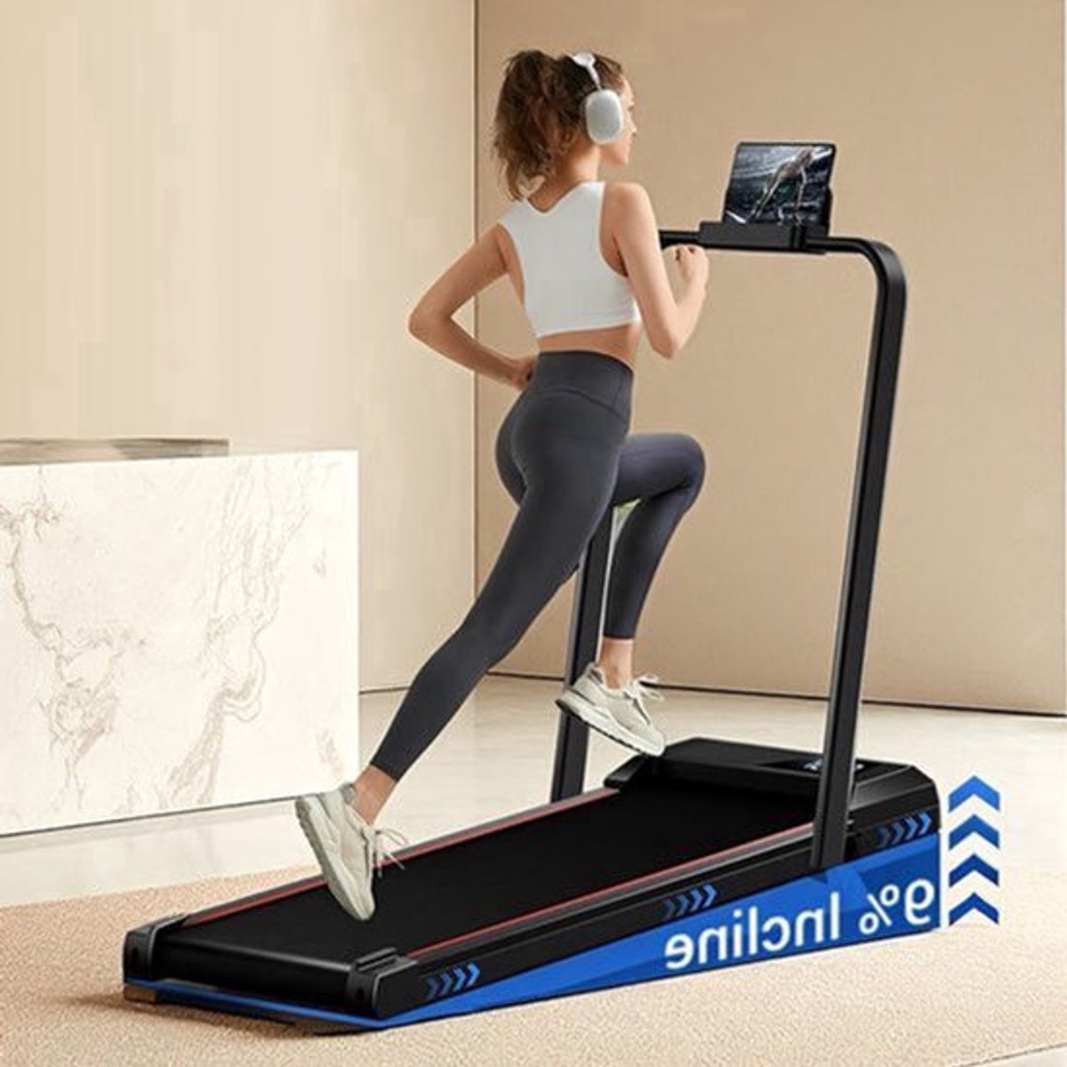 Loopband – Looptrainer – Loopmachine – Walking Pad – Opvouwbare Loopband – Compact Formaat – Stil Met 2,5 PK Motor