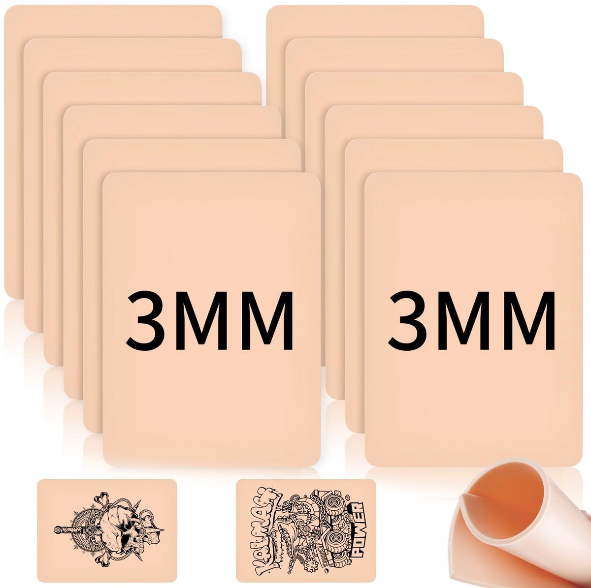 Omgoods - Set van 12 Tattoo Oefenhuid 3 mm