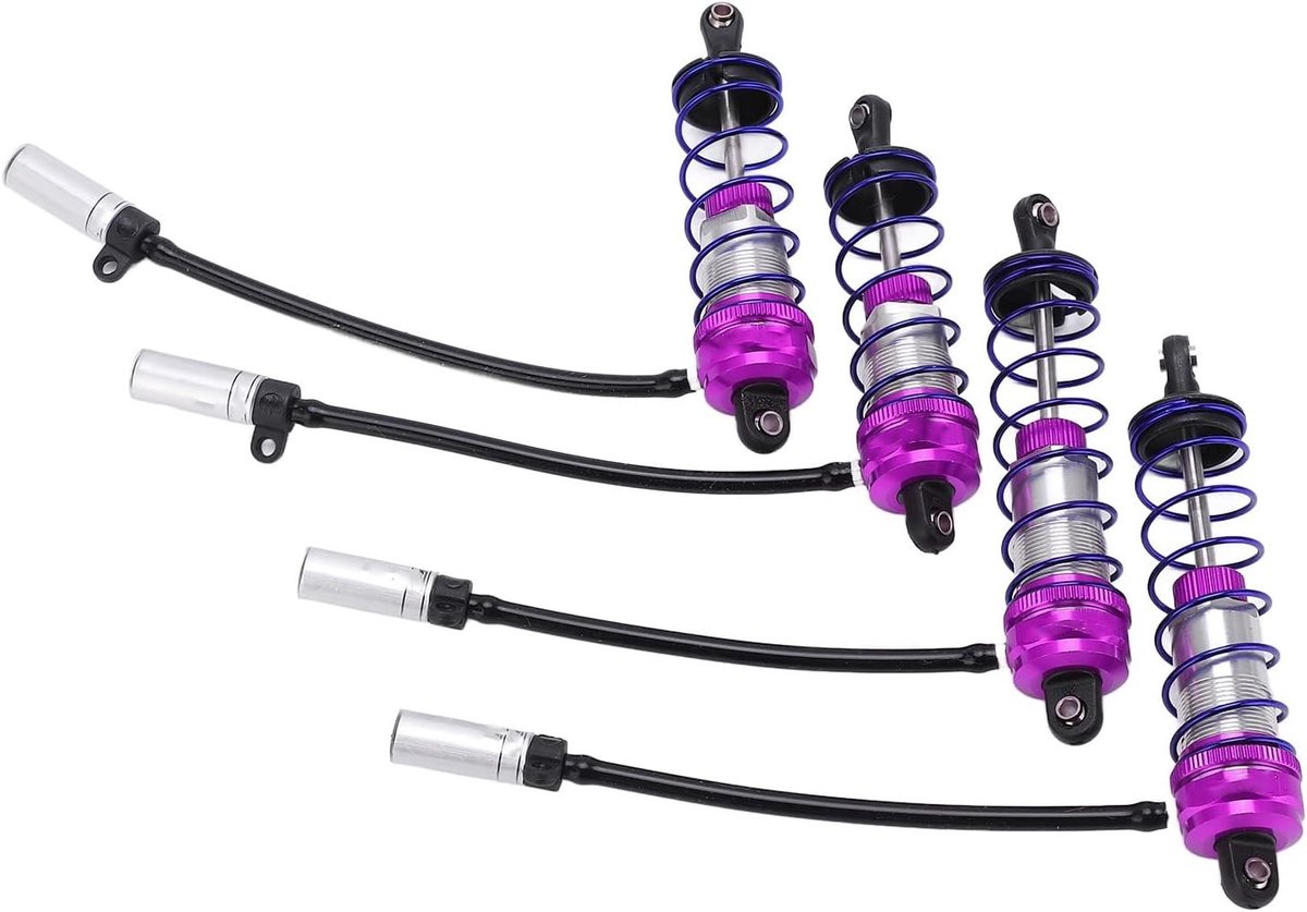4 Stuks Aluminium Schokdempers voor 1/10 RC Auto, Verstelbare Olie, 92mm Voor en 105mm Achter, Geschikt voor Modelauto's en Offroad Voertuigen