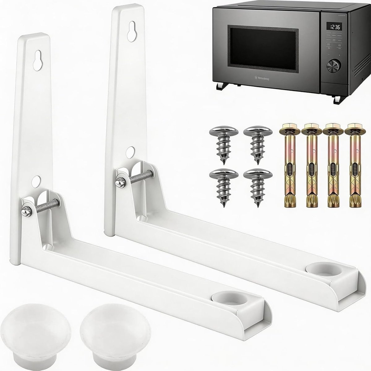 Omgoods - Set van 2 Verstelbare Wandsteunen voor Magnetron van RVS