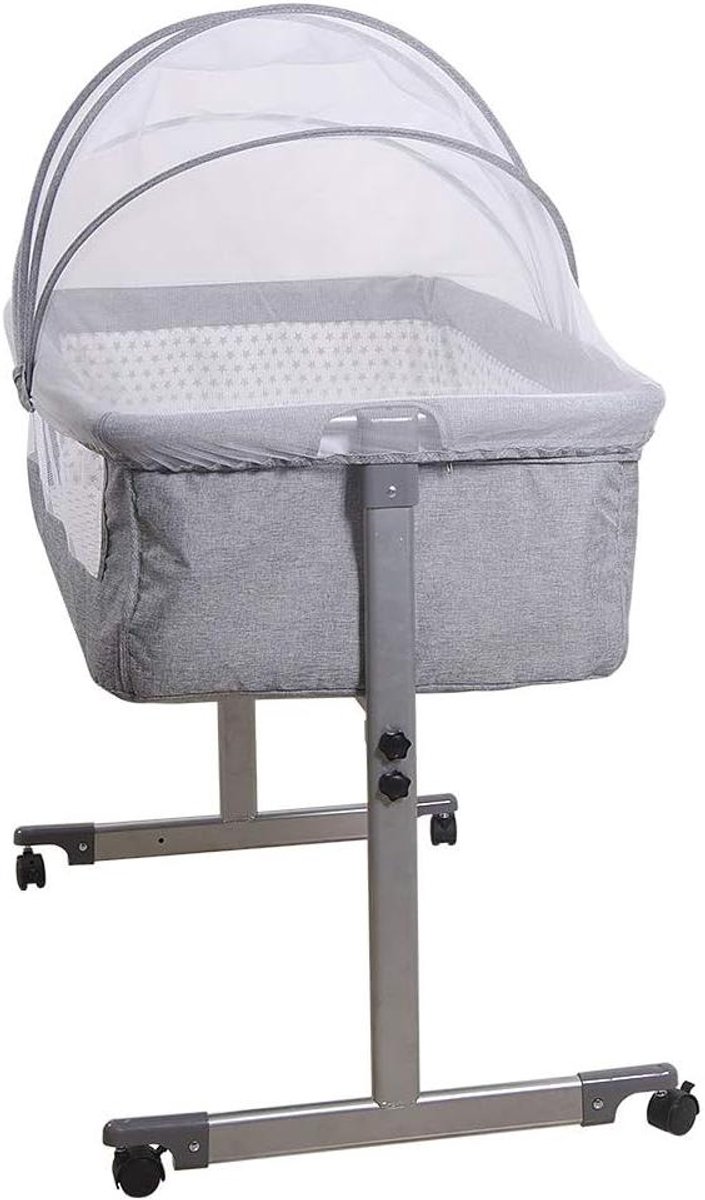 Babybed - Co-sleeper wieg - Veilig slapen - Inclusief klamboe - 96x57x77cm - Grijs