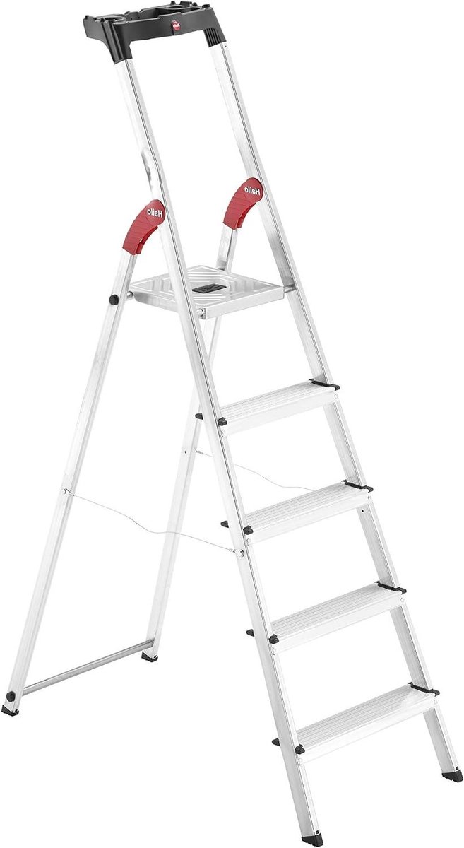 Huishoudtrap Aluminium - Vouwladder Veilig - Klusklare Werkhoogte - Multifunctionele Schaal - Max 280 cm - Zilver
