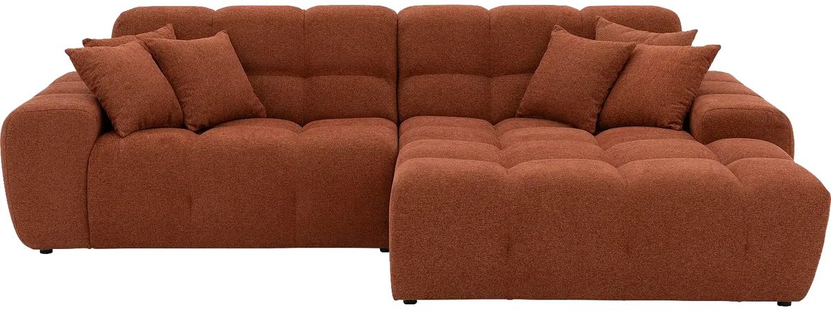 Goossens Kubus Hoekbank - Stof - Bruin - 311 x 87 x 200 cm - Rechts