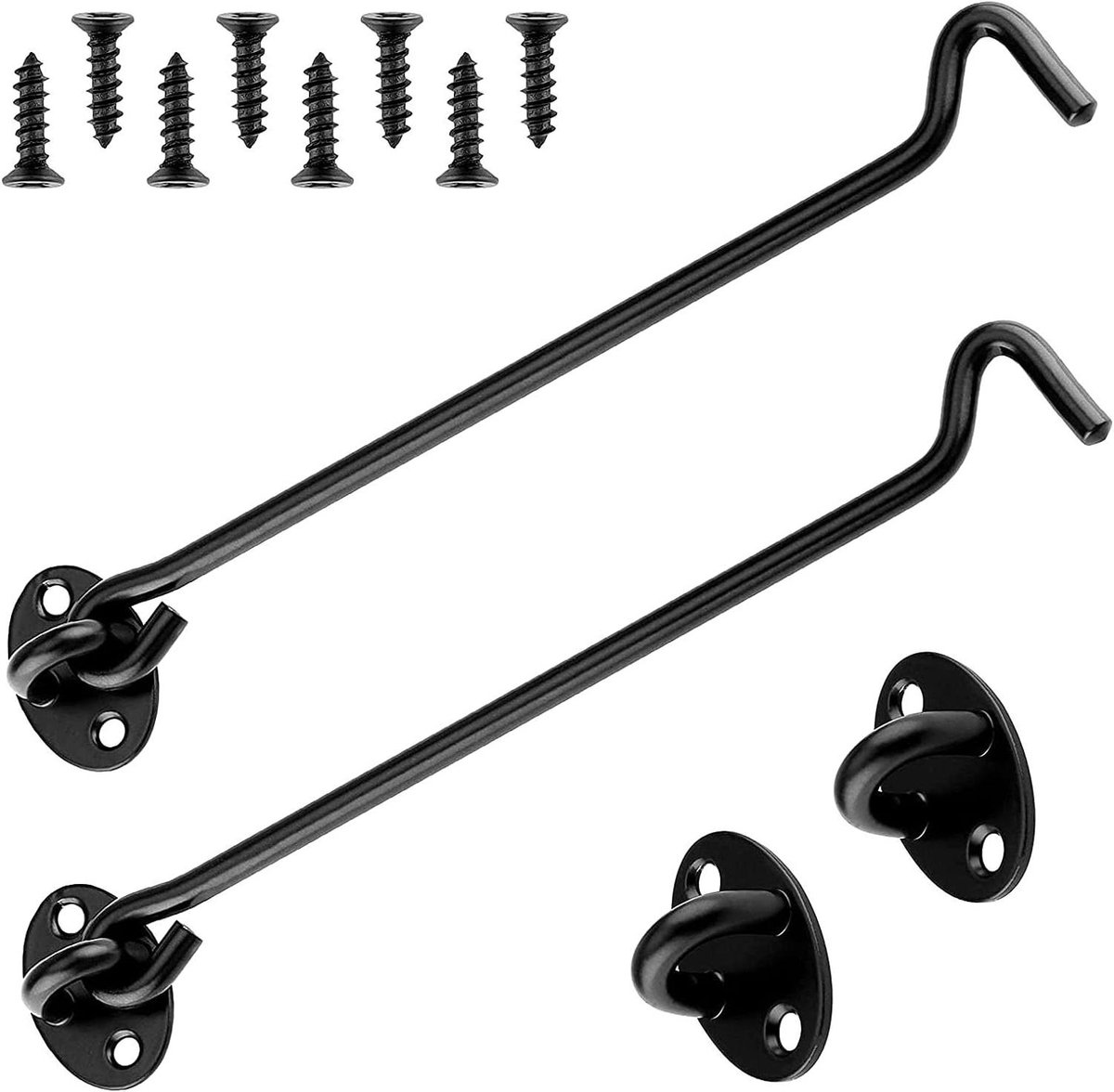 Storm Haken - Deurhaken Latch - Deuren Vastzetten - Roestvrij Staal - 20 cm - Zwart