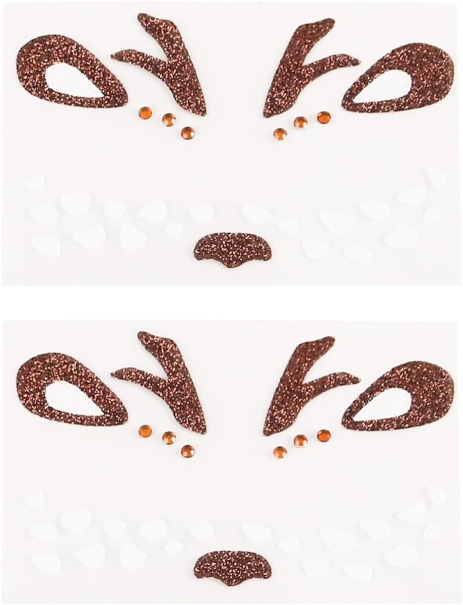 Makeup tattoo gezicht hert - glittertattoo - carnaval sticker - ideaal voor themafeesten - ShopVlot