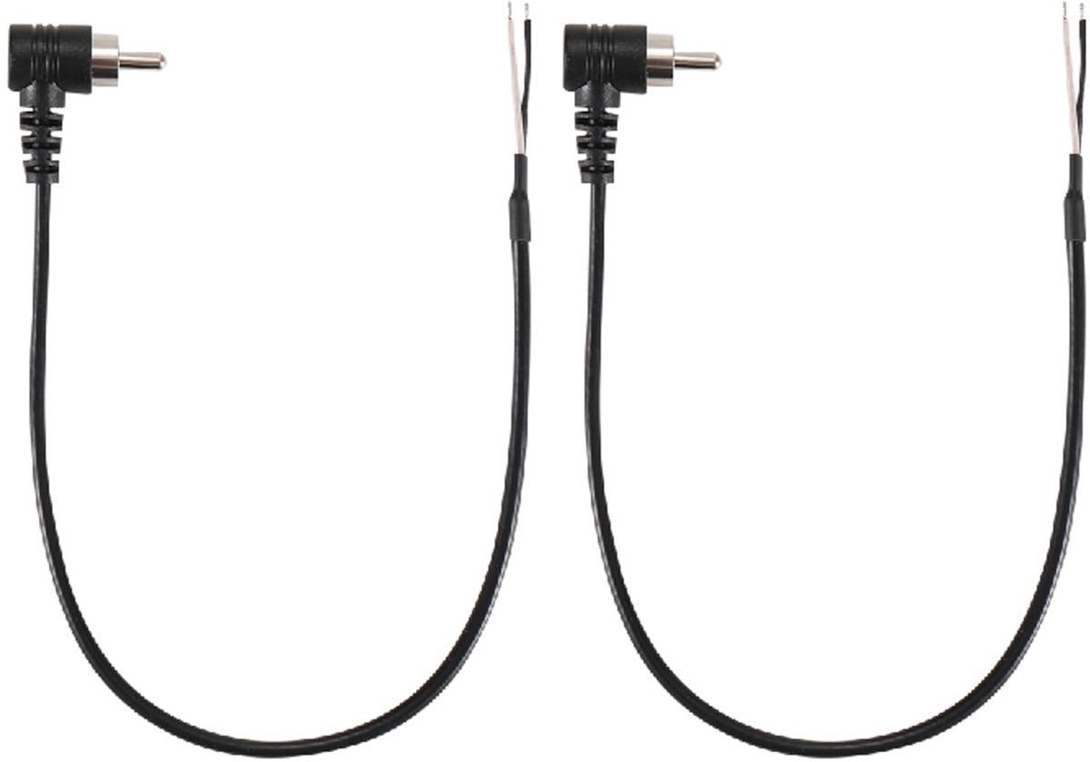 SnelShoppen - 2 Stuks 0.3m 90 Graden RCA Plug naar Speaker Kabel, Rechte Hoek RCA Plug naar Open AV Kabelaansluiting voor Versterker, Ontvanger en Lui