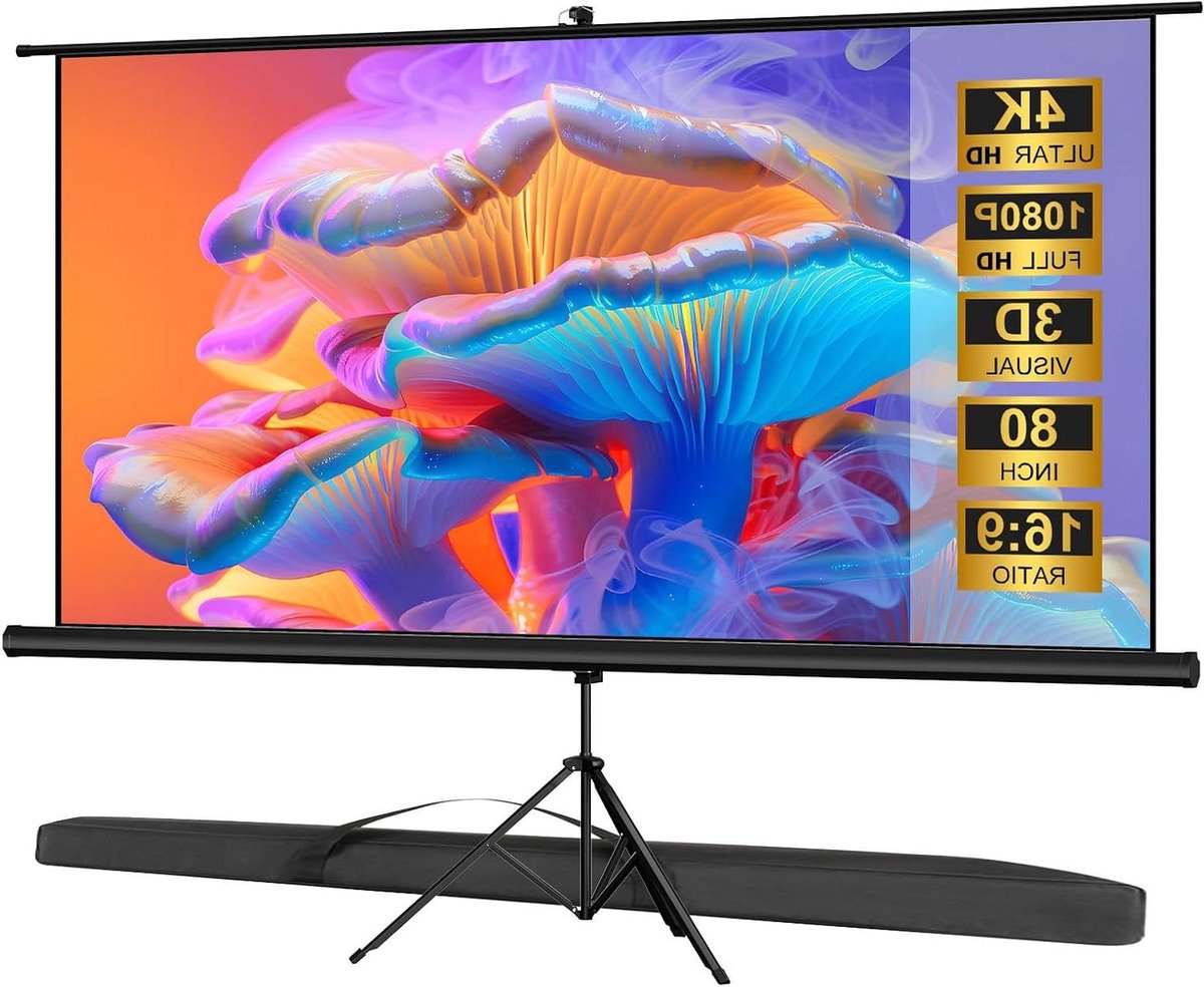 Projector Scherm - Projectiescherm Statief - Thuisbioscoop Vergadering - In hoogte verstelbaar - 80 inch 16:9 - Wit