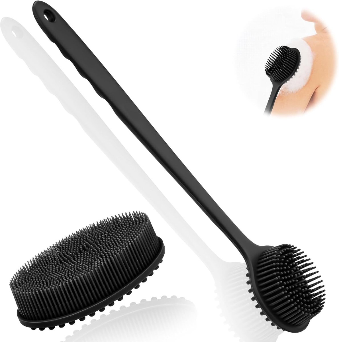 2 Stuks Silicone Lichaamsborstel voor Douche, Rugborstel en Exfoliator, Zacht en Effectief voor een Gladde Huid