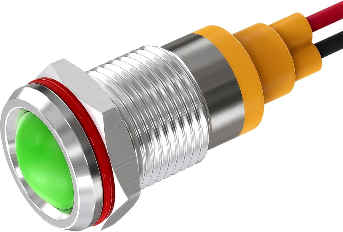 SnelShoppen - Metal indicator licht 10 mm groen 220 V waterdichte waarschuwingslamp LED indicatielamp selecteerbaar voor camping, tuin, keuken en meer