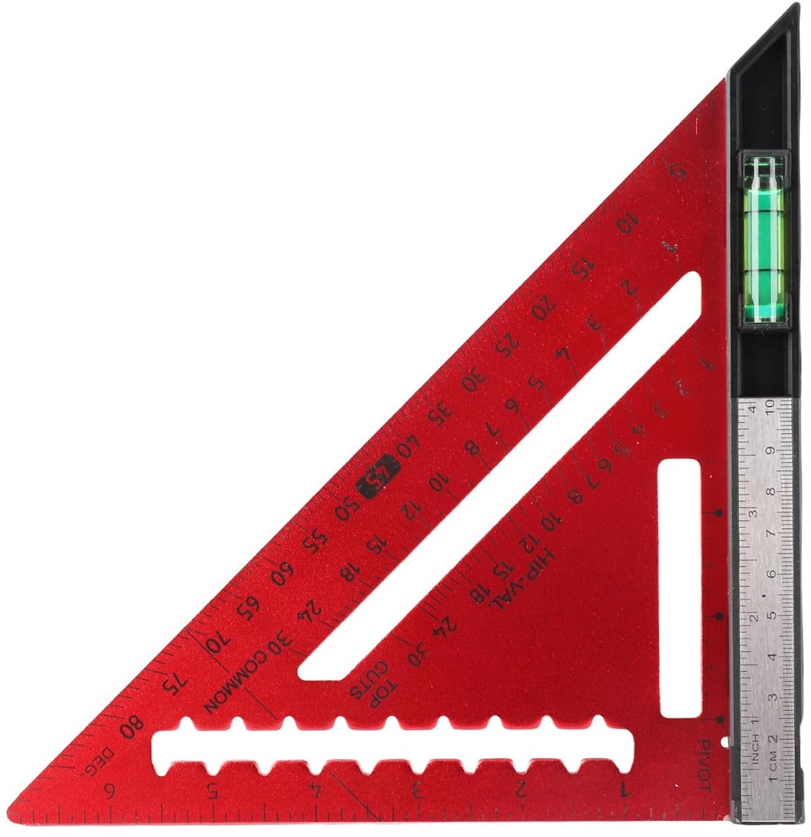 SnelShoppen - Snelheidsvierkant Spantvierkant met Niveau voor Timmerwerk en Houtbewerking - Aluminiumlegering, Rood, Precisie Meetinstrument voor Hout