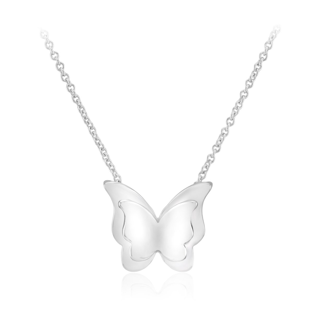 Cavill - Elegante Zilveren Ketting - 925 Sterling Zilver Gerhodineerd - Vlinder Hanger 12x14mm - Delicate Dames & Heren Ketting - Dagelijks Sieraad