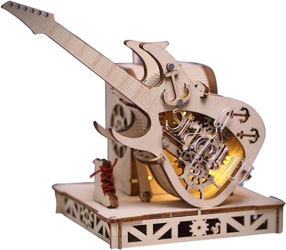 Houten Luit Muziekdoos - 3D Puzzel Model - Hobby Bouwen - Dynamisch Mechanisch Ontwerp - 217 Stukjes - Niet gespecificeerd