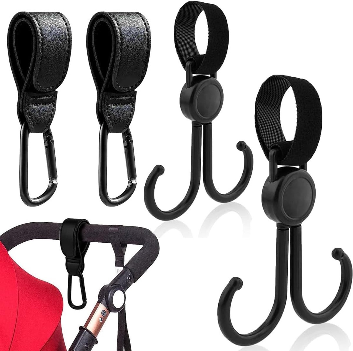 Universele Duurzame Haakjes voor Kinderwagens - Multi-functionele Haken en Beugels voor Accessoires, Ideaal voor Reizen en Buitenshuis Gebruik