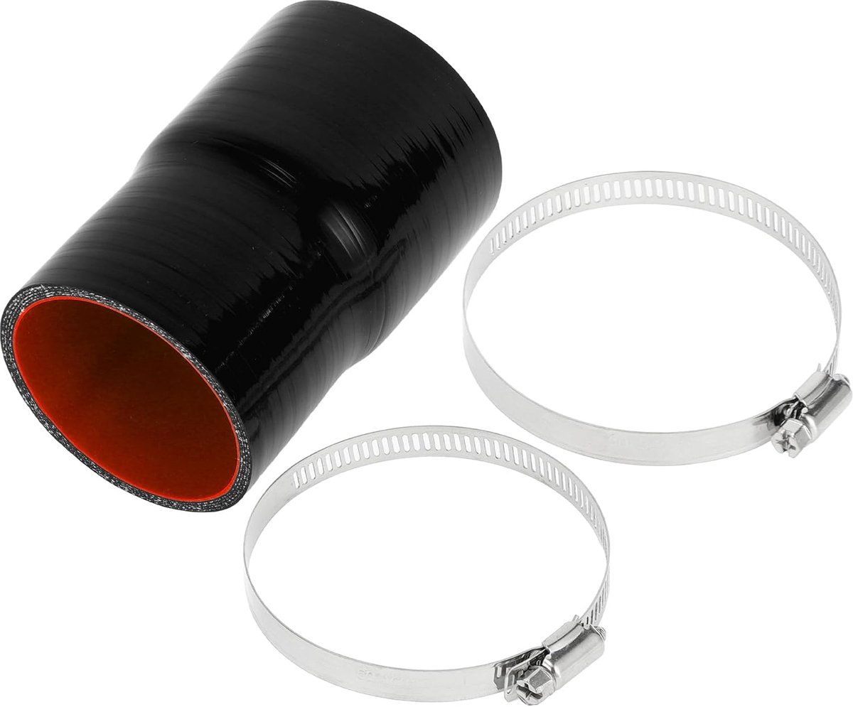 SnelShoppen - Silicone Slang Koppeling 2.76"-2.99" ID 5.00" Lengte 0° Met Klemmen - 4-Laags Koelslang Voor Auto, Turbo, Intercooler Pijp - Zwart Rood