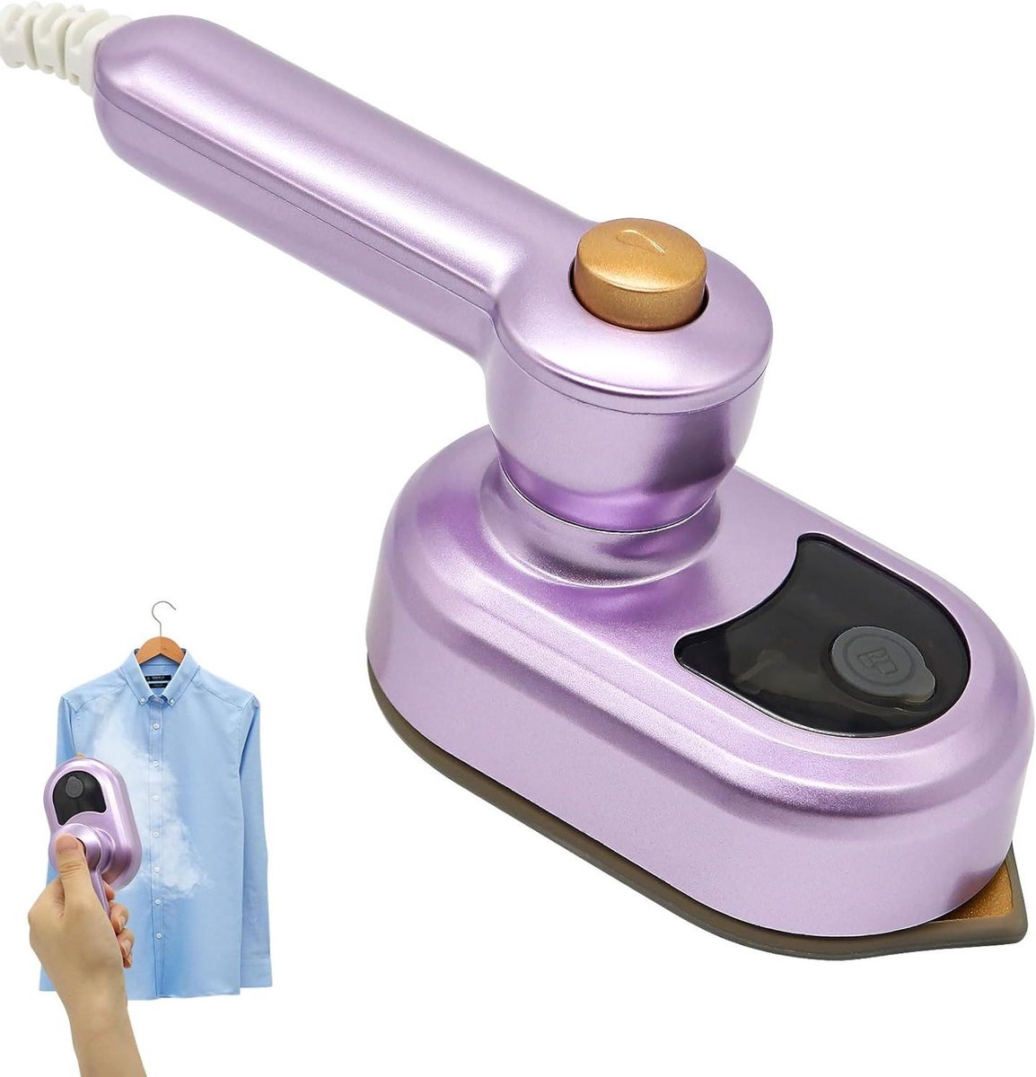 Mini Stoomstrijkijzer - Reis Strijkijzer - Kreukels Verwijderen - 2-in-1 Functie - 50 ml Reservoir - Paars