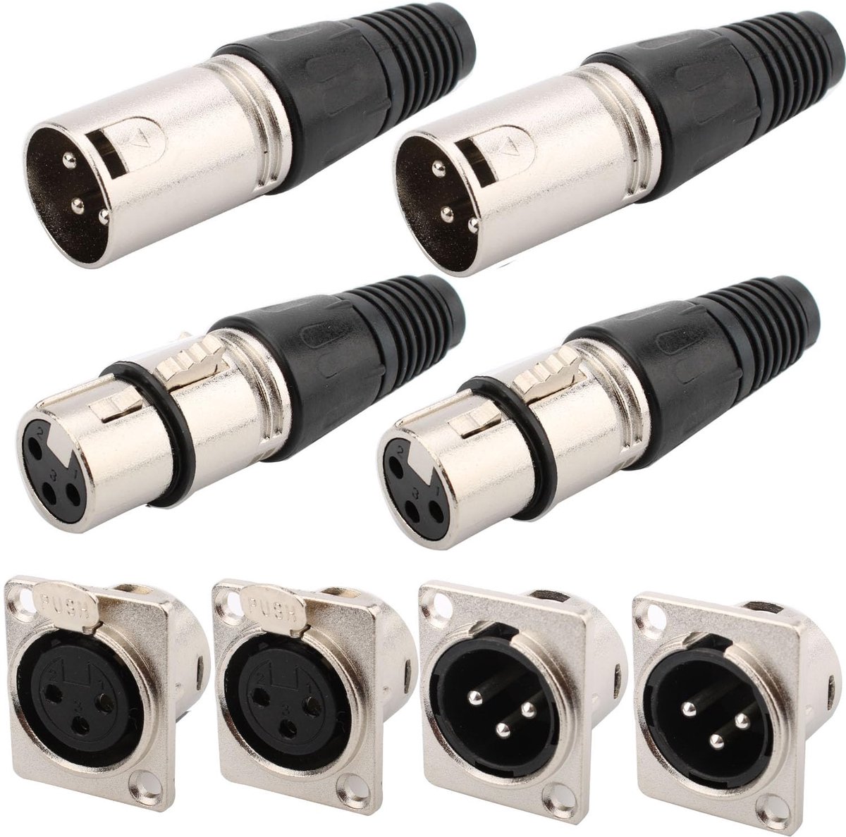 XLR connectoren 3-pins - microfoon plug/soket - hoogwaardig materiaal - heldere geluidskwaliteit - ShopVlot