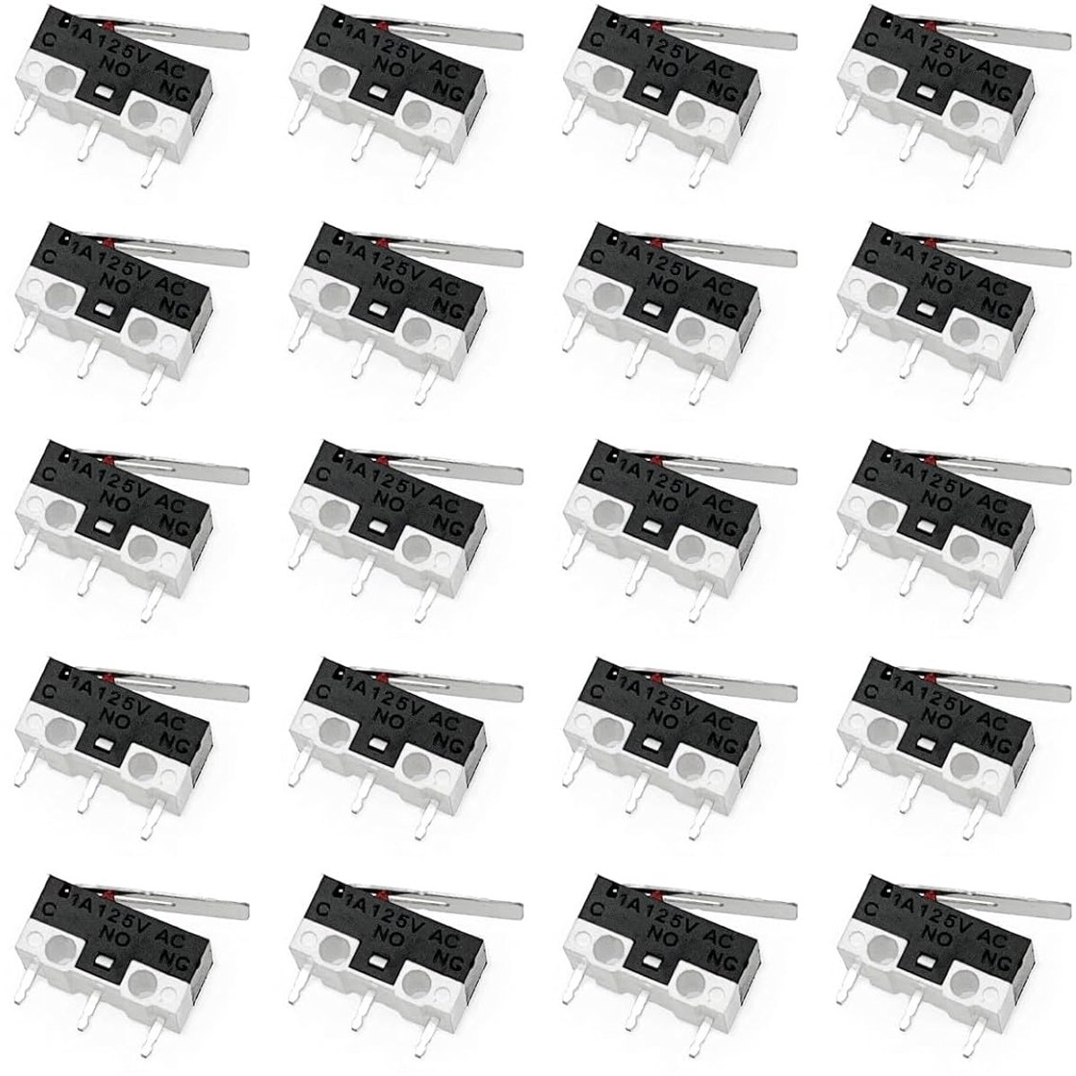 SnelShoppen - 20 x Micro Switch met Hefboom, 3-Pin 125V 1A AC Micro Limiet Schakelaar, NO NC, Directe Hefboom Schakelaar, Zwart