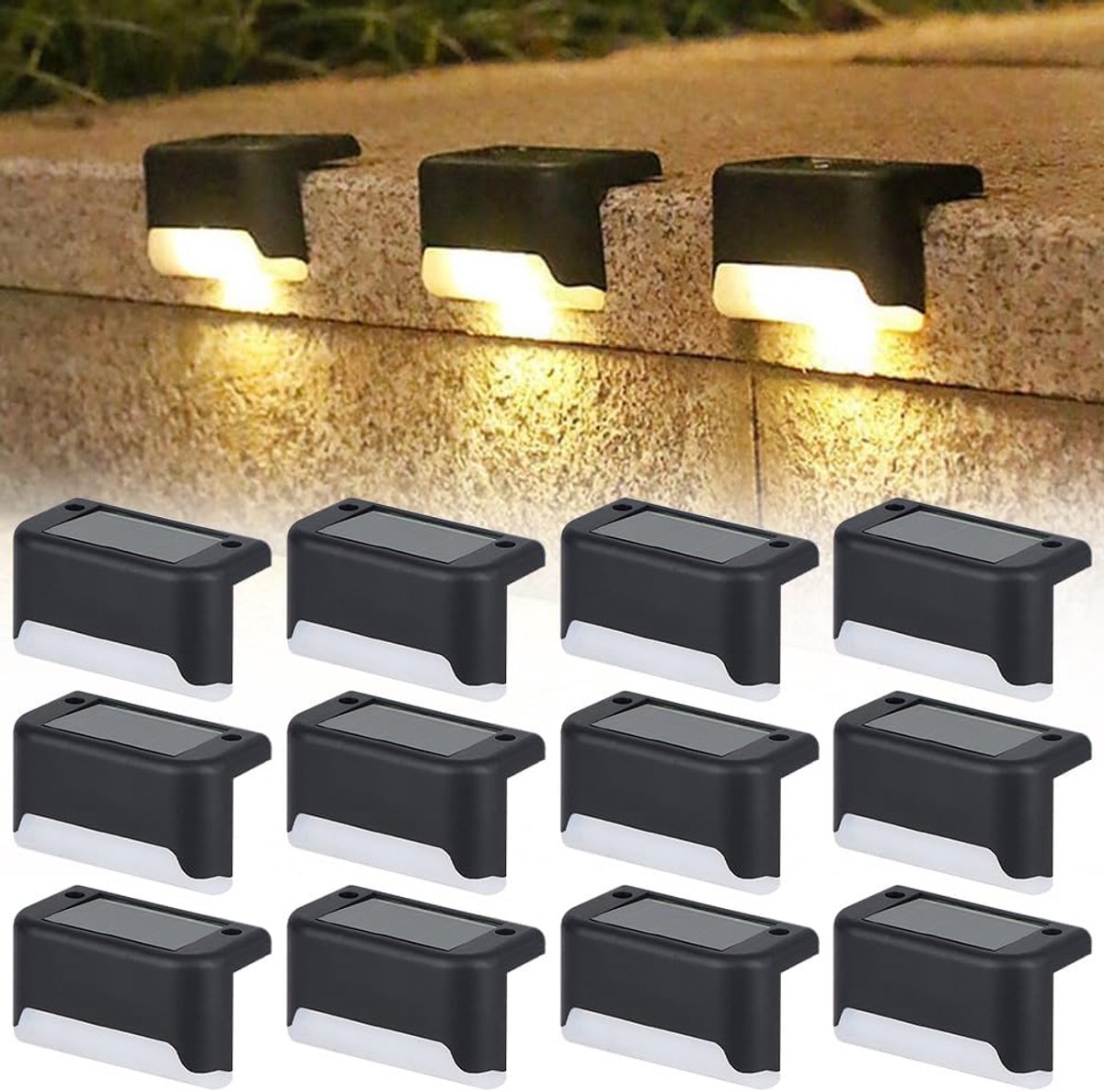 Solar LED Buitenverlichting 12 Stuks - Waterdicht - Automatische inschakeling - Ideaal voor trappen en hekken - SnelShoppen