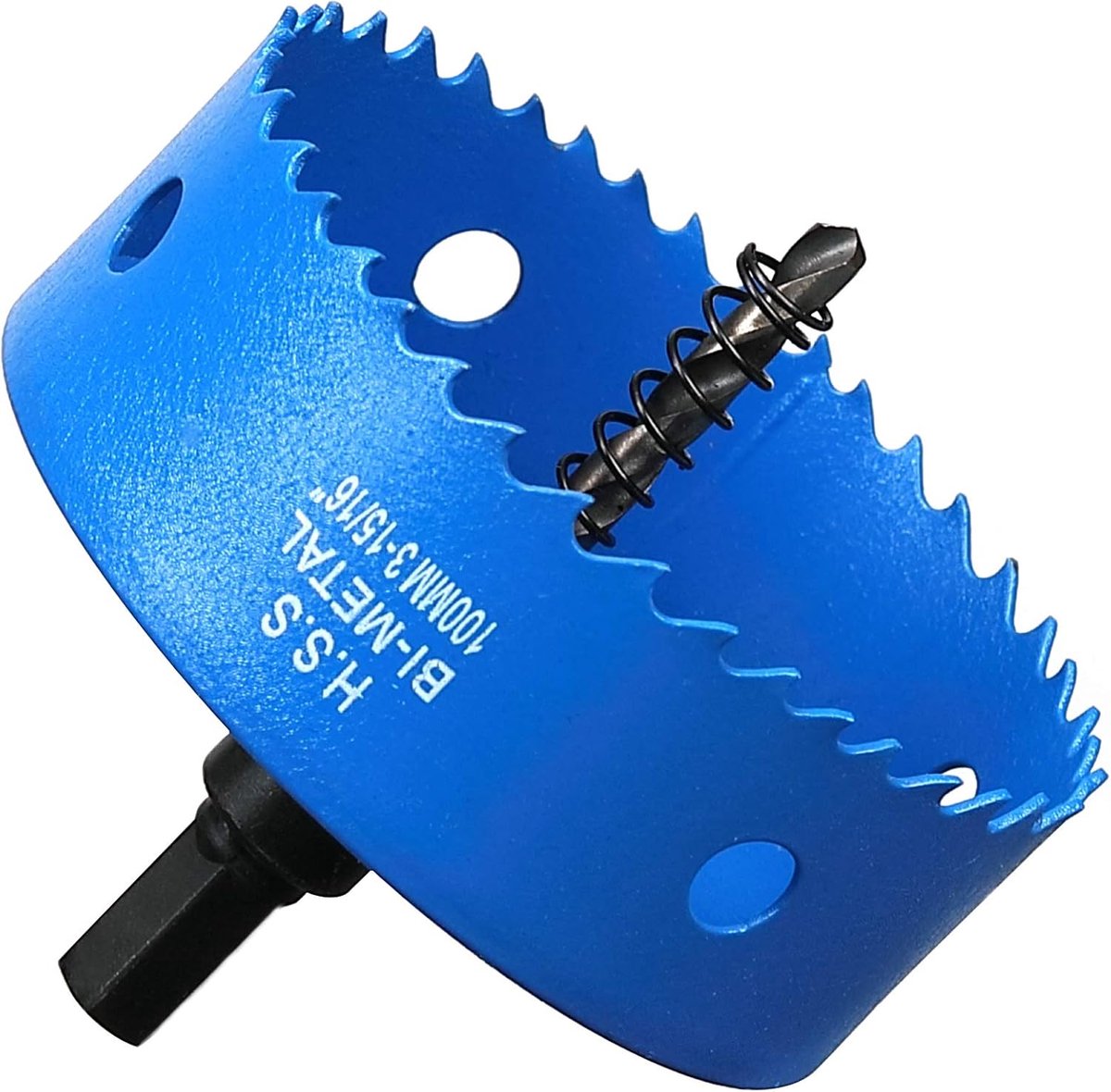SnelShoppen - Hole saw 100 mm, HSS M42 bimetalen snelboor, gatboor voor hout en kunststof, gipsplaat en pleister, blauwe kleur voor klussen