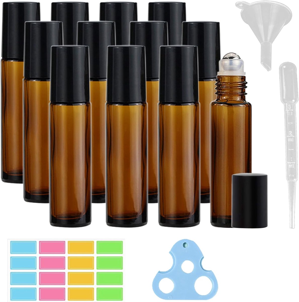 SnelShoppen - Rollon Flesjes 10ml Bruin Glazen Flessen voor Essentiële Olie, Lege Rollon Flessen voor Olie, Lotion, Parfum, Massage