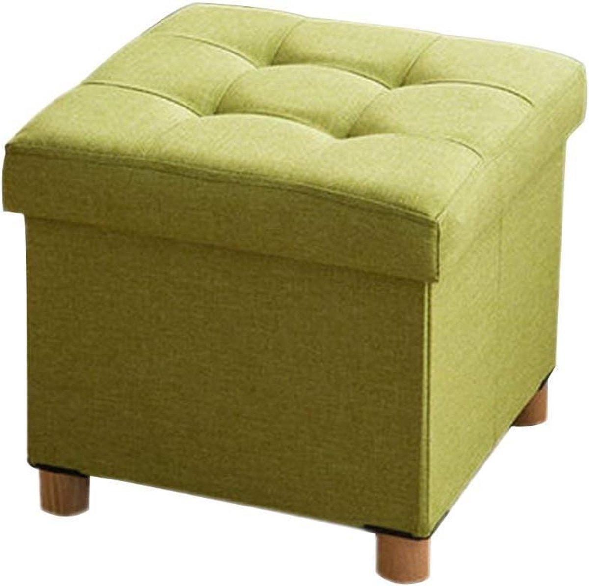 Opvouwbare Opbergkruk - Voetenbank Poef - Extra Zitmogelijkheid - Met Lade Deksel - 38x38x35 cm - Groen