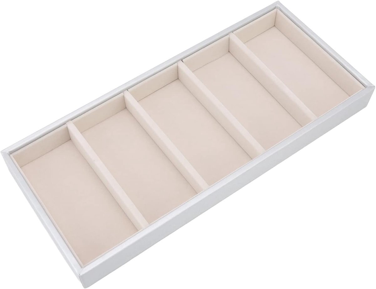 SnelShoppen - Luxe Brilhouder met 5 Compartimenten - Zonnebril Organizer van Leer en MDF - Perfecte Oplossing voor Tafel, Bureau, Lade - Voor Mannen e