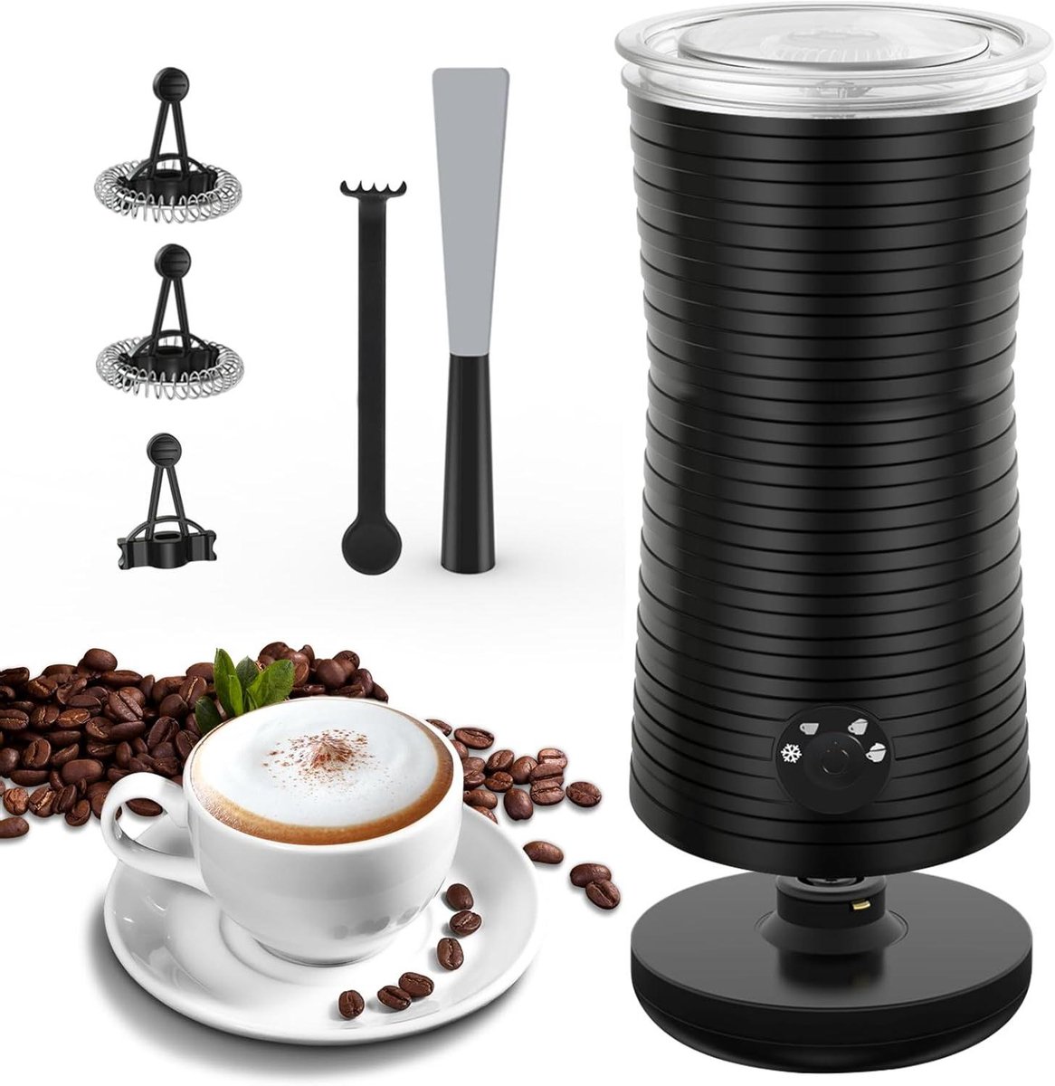 Elektrische Melkopschuimer - 4-in-1 Apparaat - Koffie Bereiden - Stil en Snel - 240 ml - Zwart