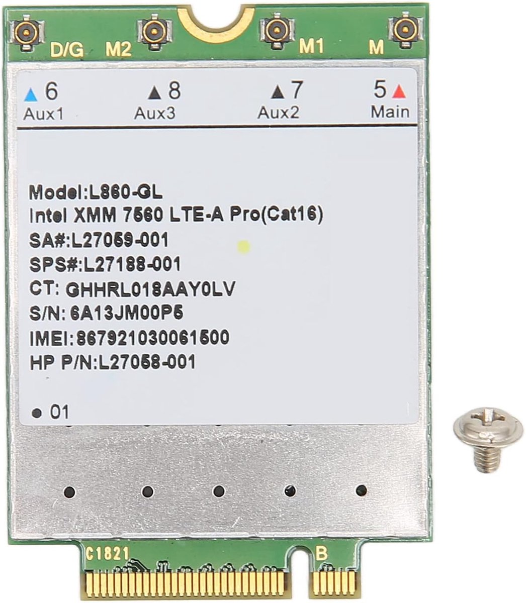 SnelShoppen - 4G LTE Module, L860-GL Cat 16 Netwerk Kaart voor Elitebook X360 830 840 850, Plug And Play, Hoge Snelheid, Sterke Compatibiliteit, eSIM