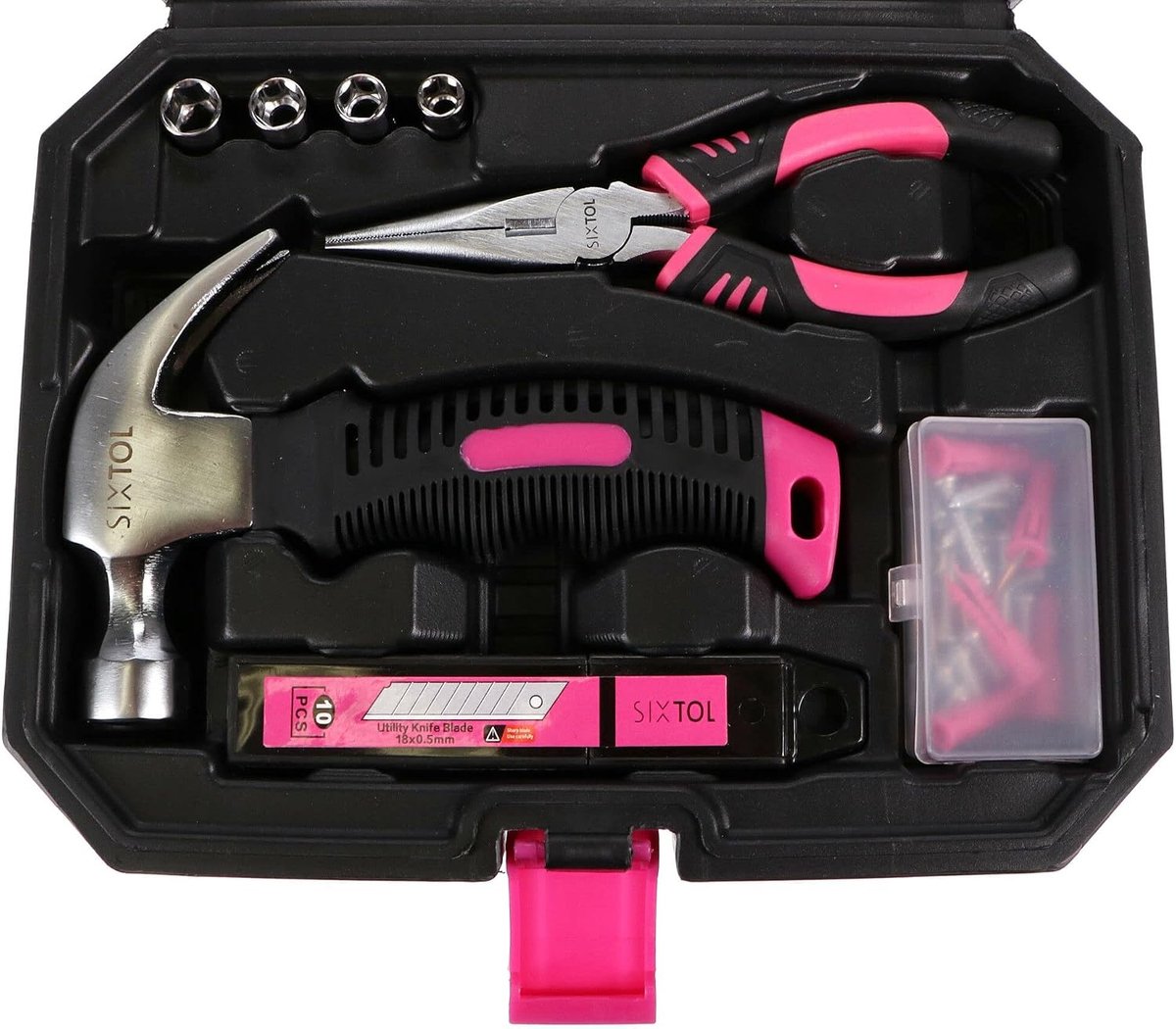 Gereedschapset - Handgereedschap Set - Klusjes Thuis - Compacte Koffer - 66 Delen - Roze — cadeau in Gereedschap - foto 4