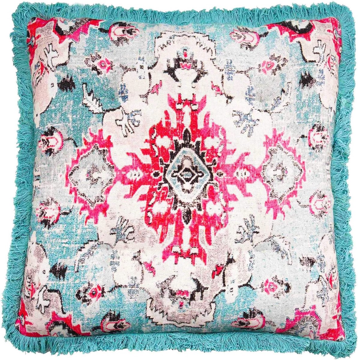 SnelShoppen - Mandala Life ART Vloerkussenhoes 65 cm Vintage Fringe Vierkante Kussenhoes voor Meditatie Kussen Boho Chic Yoga Stijl Decoratieve Pouffe