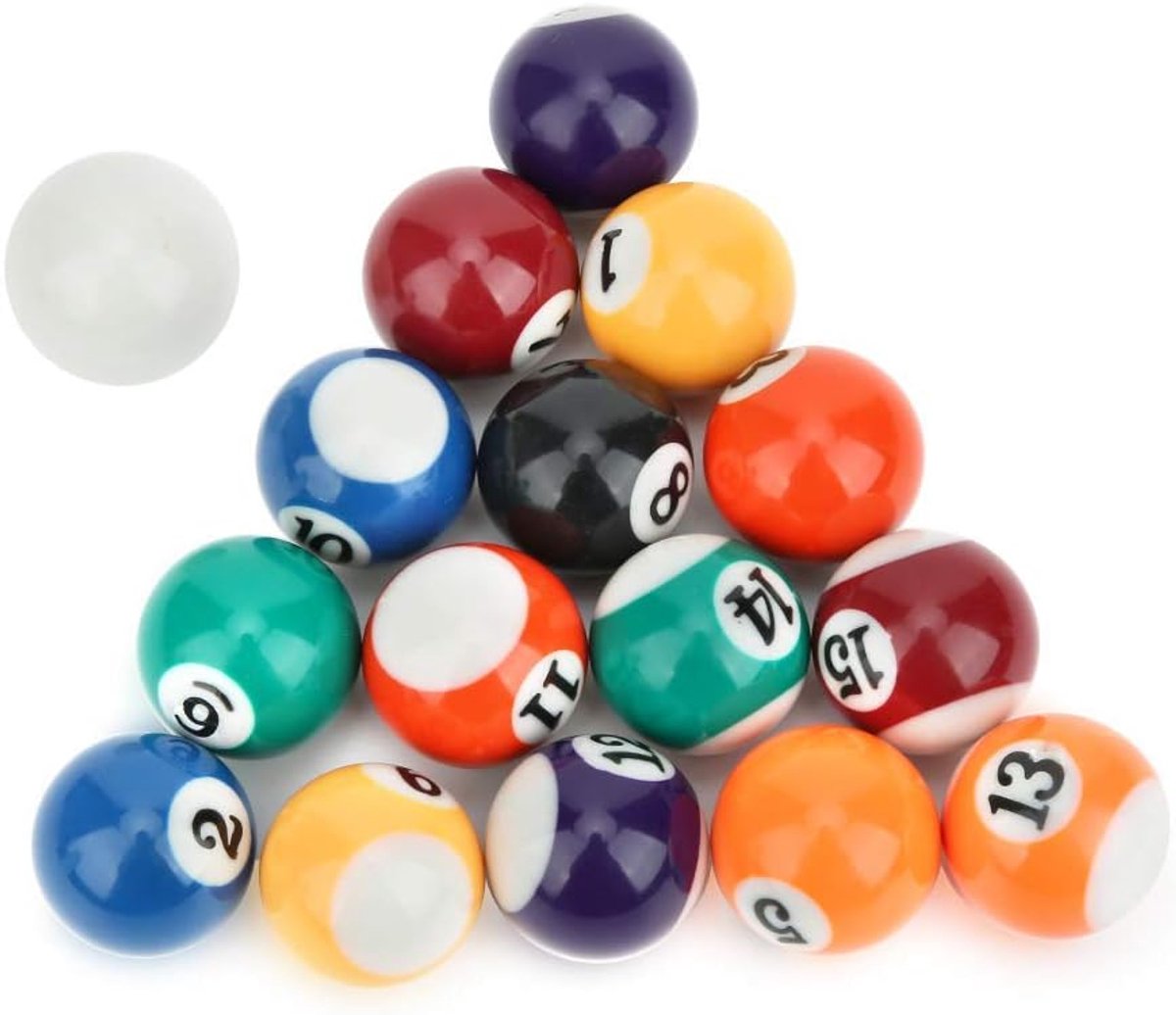 SnelShoppen - Billiard Pool Balls Set 16 Stuks 32mm Eco-vriendelijk Polyester Hars Mini Billiard Ballen Speelgoed voor Kinderen en Training
