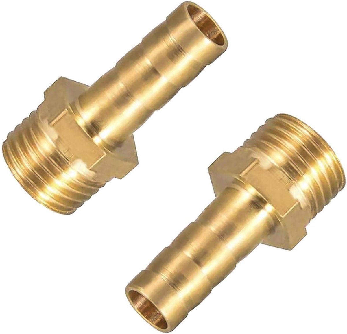SnelShoppen - 2Pcs 3/8 inch/10mm Messing Barbed Slangverbinding Koppeling met 1/4 Inch Mannelijke BSP Draad voor Lucht Water Brandstof Olie Gas