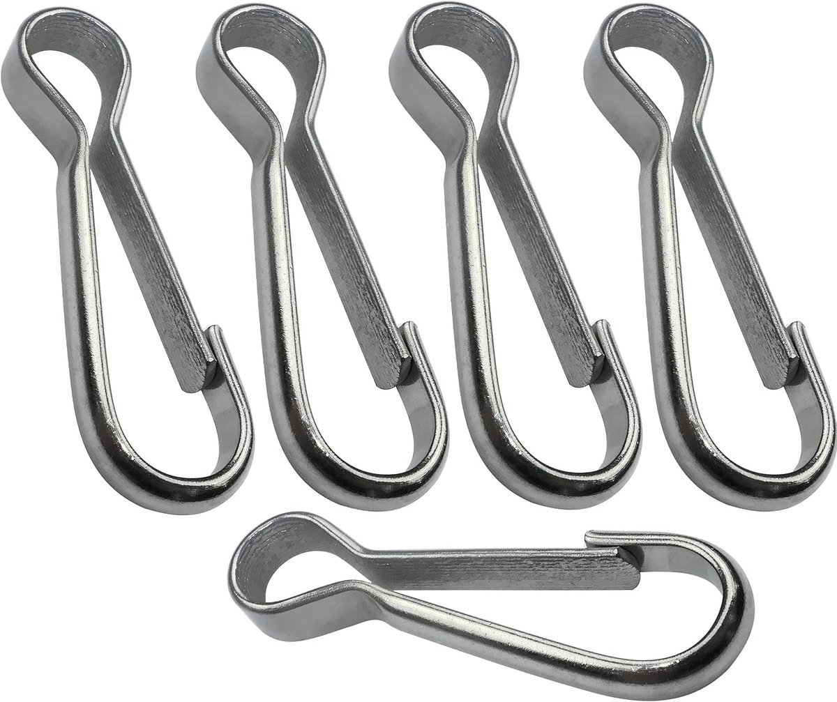 SnelShoppen - Set van 5 karabiners Ø5.6x30mm - Rvs A2 - Haakring voor kabel/touw - Snelsluiting - Lichtgewicht en praktisch voor camping, tuin, decora