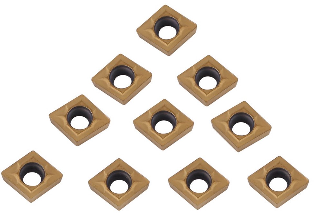 SnelShoppen - 10 stuks CNC Carbide Insert Snijgereedschap Insert met Doos - Harde Carbide, Gouden Kleur, Hoogwaardige Precisie, Voor Draaiwerk en Bewe