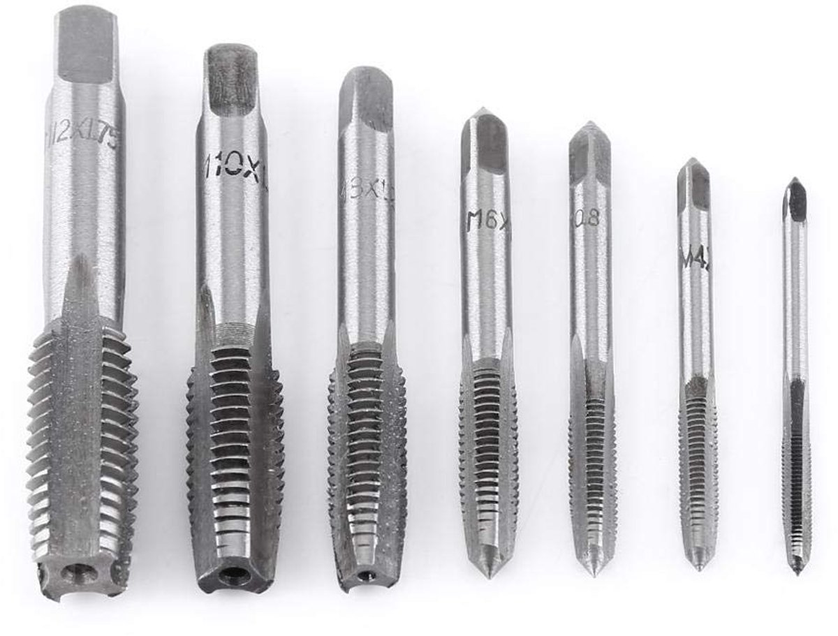 SnelShoppen - 7-Delige Draadboor Set, Schroefdraad Boor voor M3, M4, M5, M6, M8, M10, M12, Staal, Ideaal voor Hout, Plastic, Aluminium, Draad Snijden