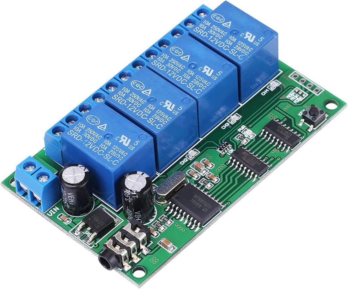 SnelShoppen - 12V Signaalversterker 4 Kanalen DTMF Toon Relais Telefoon Afstandsbediening PLC, Omkeerbare Polaritiet, 8 Werkmodi, Ideaal voor Automati