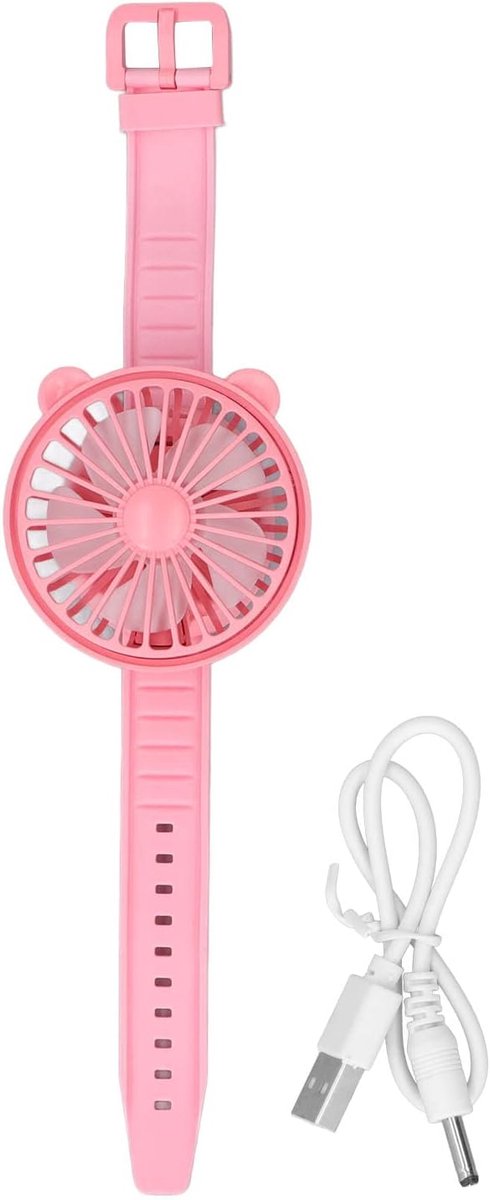 SnelShoppen - Schattige USB Ventilator, Draagbare Oplaadbare Polsventilator met Verstelbare Hoek, Coral Rode Elektronische Speelgoed voor Thuis, Campi