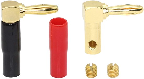 Luidspreker banana plug 90 graden - 24K verguld - 5 zwarte en 5 rode - uitstekende geluidsverbinding - ShopVlot — afbeelding 5