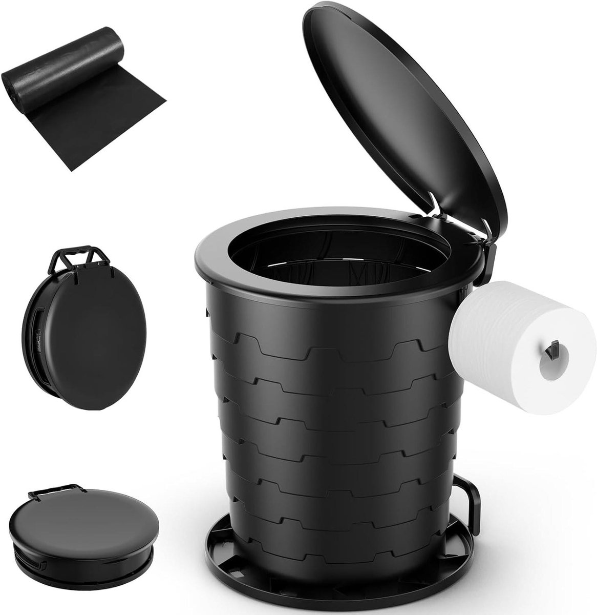 Draagbaar Toilet - Kampeer Toilet - Buiten Activiteiten - In Hoogte Verstelbaar - Tot 200 kg - Zwart