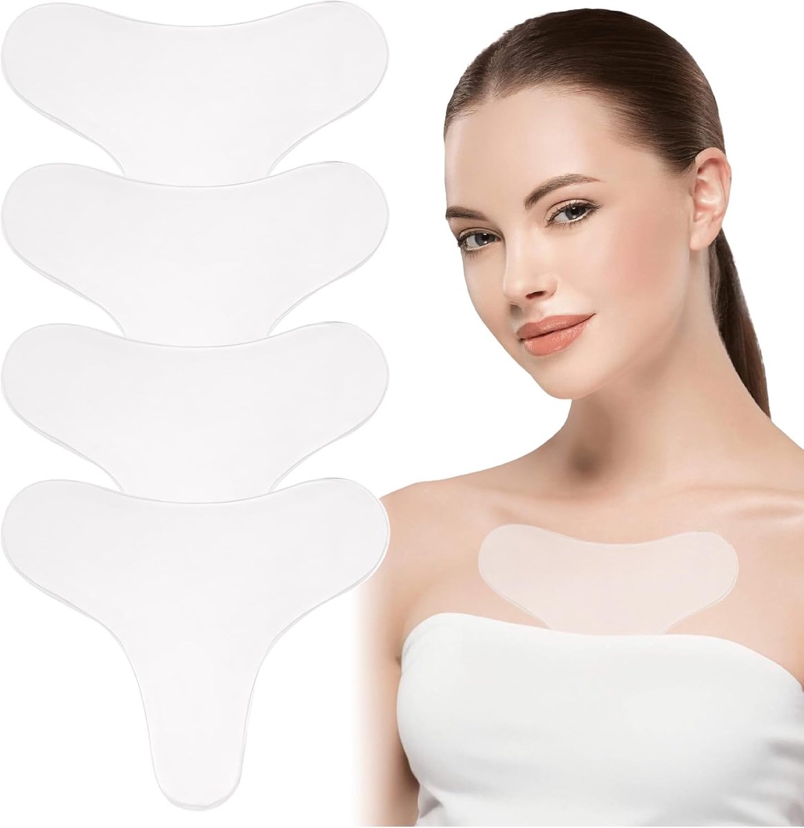SnelShoppen - Pack van 4 Herbruikbare Siliconen Pads, Transparante Borst- en Décolleté Pads, Ergonomisch en Huidvriendelijk voor Vrouwen, Ideaal voor