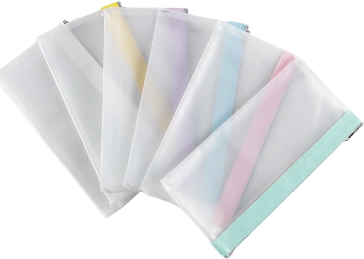 SnelShoppen - 6 Stuks Zipper Geld Zakjes Duidelijke Enveloppen voor Contant Geld Portemonnee Plastic Portemonnees Controle Ontvangst Organisator Tool