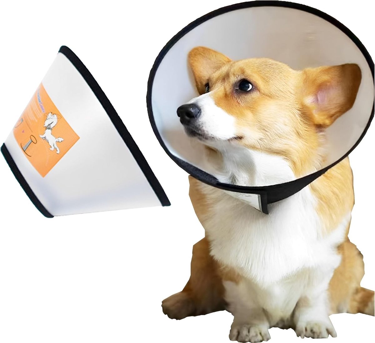 SnelShoppen - Verstelbare Anti-Bijt Kraag voor Honden - Lichtgewicht Plastic Wondgenezing - Geschikt voor Grote Honden (Halsomtrek: 26-33cm)