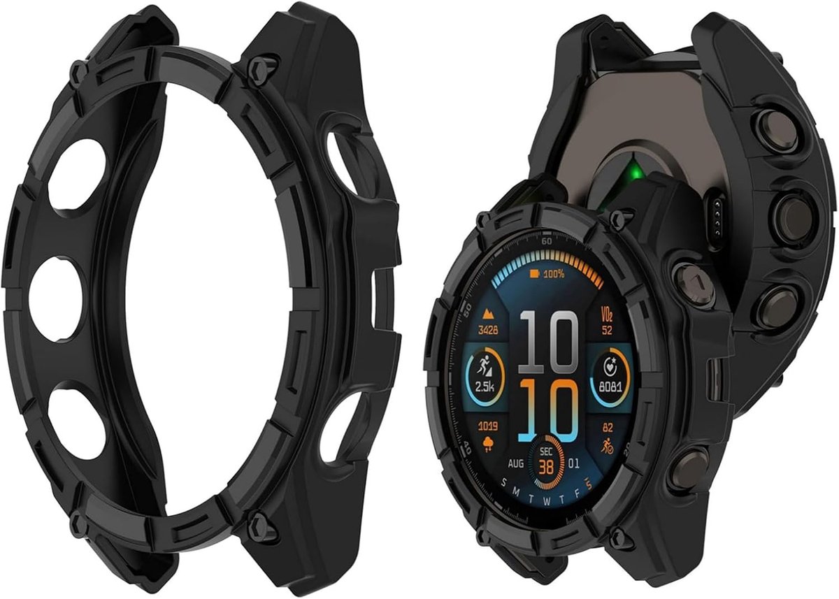 SnelShoppen - Beschermcase voor Garmin Quatix 8 51 mm - Zacht & Lichtgewicht TPU Silikon - Premium Bescherming - Zwart