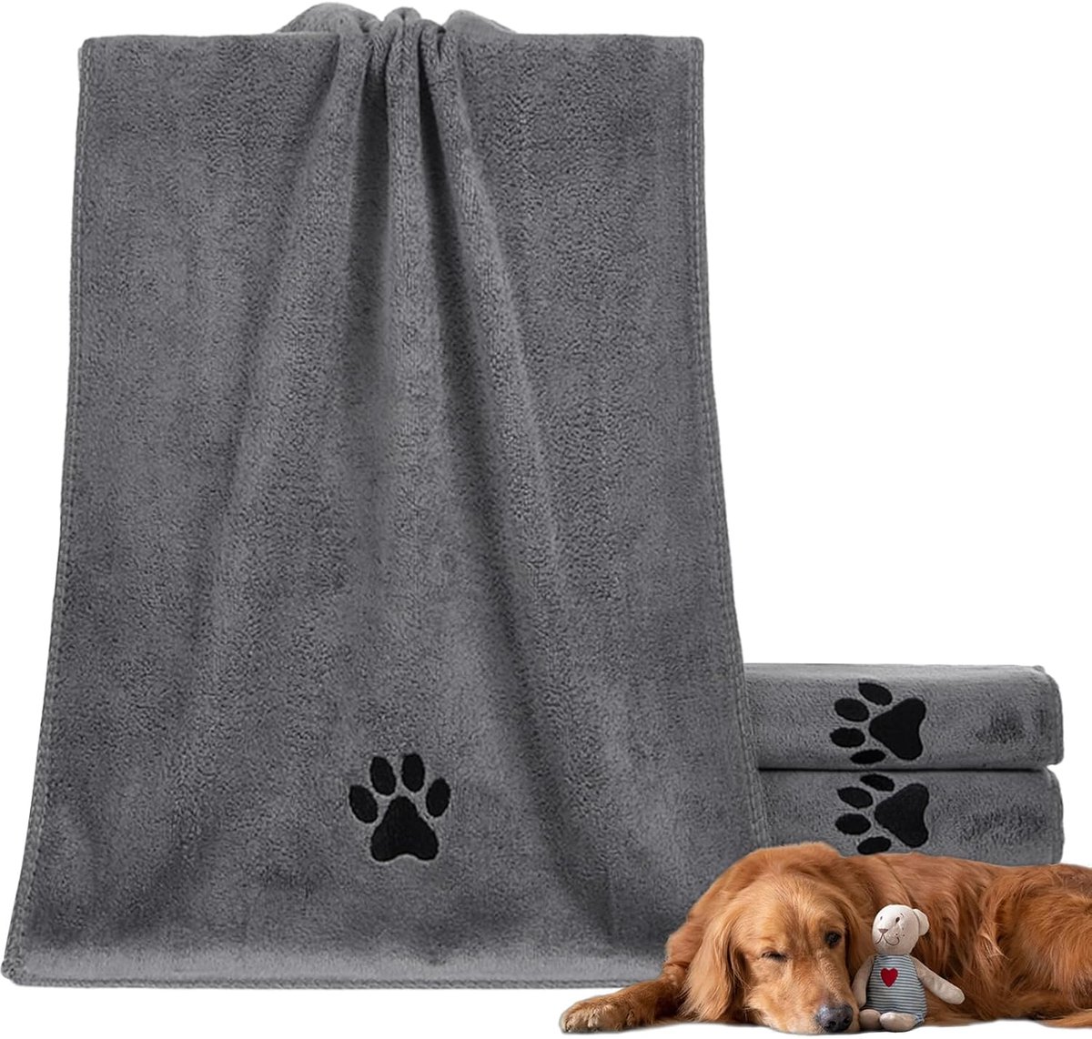 SnelShoppen - 2 Stuks Honden Handdoeken, 100 x 50 cm, Super Absorberend Microvezel Hondenhanddoek, Sneldrogende Hondenwas, Droog Vacht, Dieren Decke v