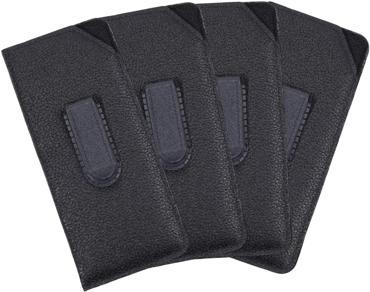 SnelShoppen - Draagbare Leren Etui met Verticale Pocket Clip - Slank voor Reizen, Zacht PU Leder voor Mannen en Vrouwen, Zwart, 6.4 x 2.9 Inch